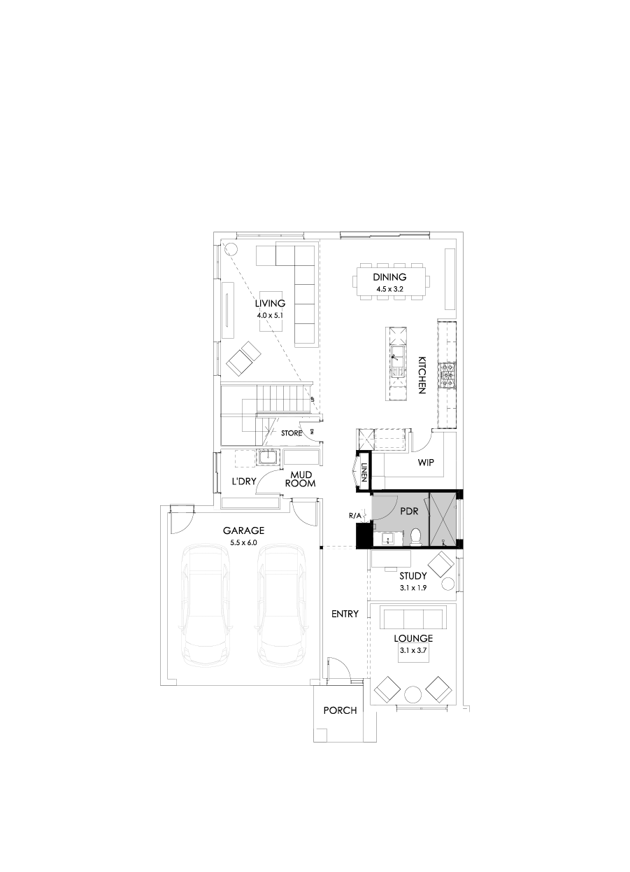 33 Ground Floor Floorplan (Shower to powder)