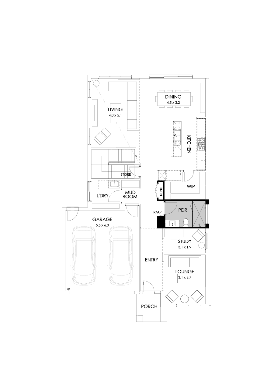 33 Ground Floor Floorplan (Shower to powder)
