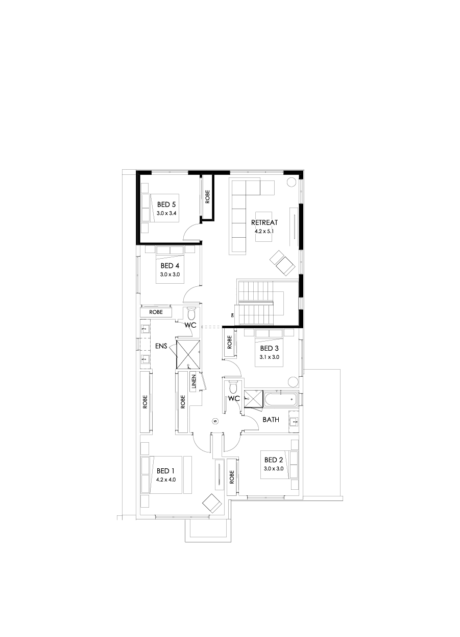 33 First Floor Floorplan (5th bedroom - Flipped)