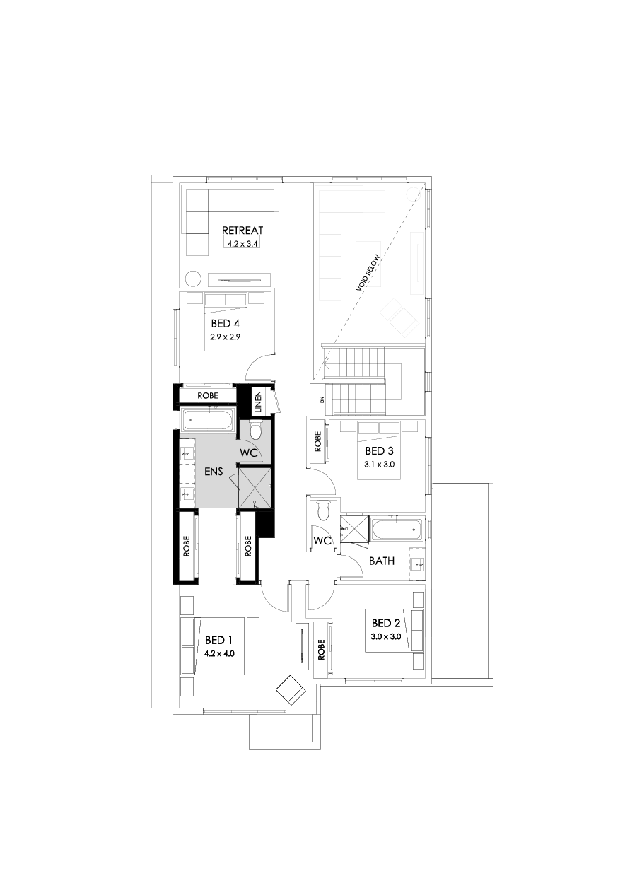 33 First Floor Floorplan (Bath to ensuite - Flipped)