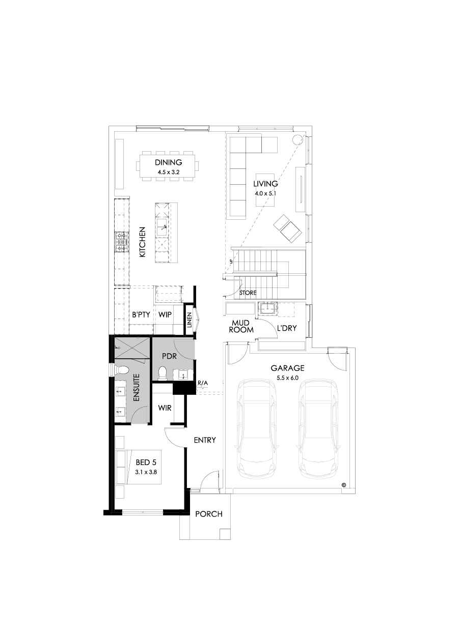 33 Ground Floor Floorplan (Additional bed 1 - Flipped)