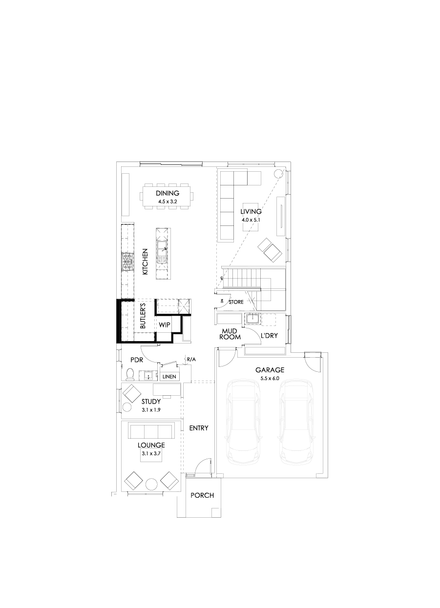 33 Ground Floor Floorplan (Butler's pantry - Included - Flipped)