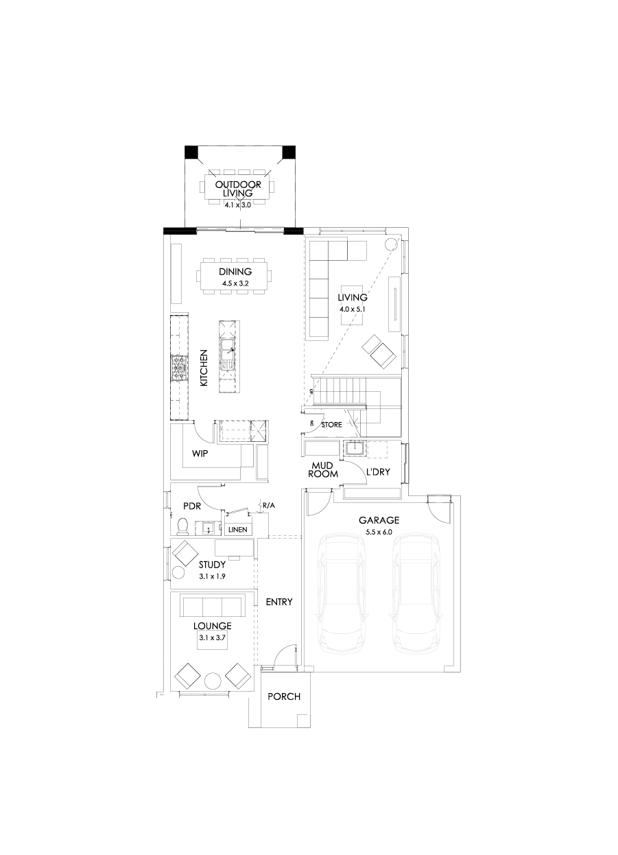 33 Ground Floor Floorplan (Outdoor living - Flipped)