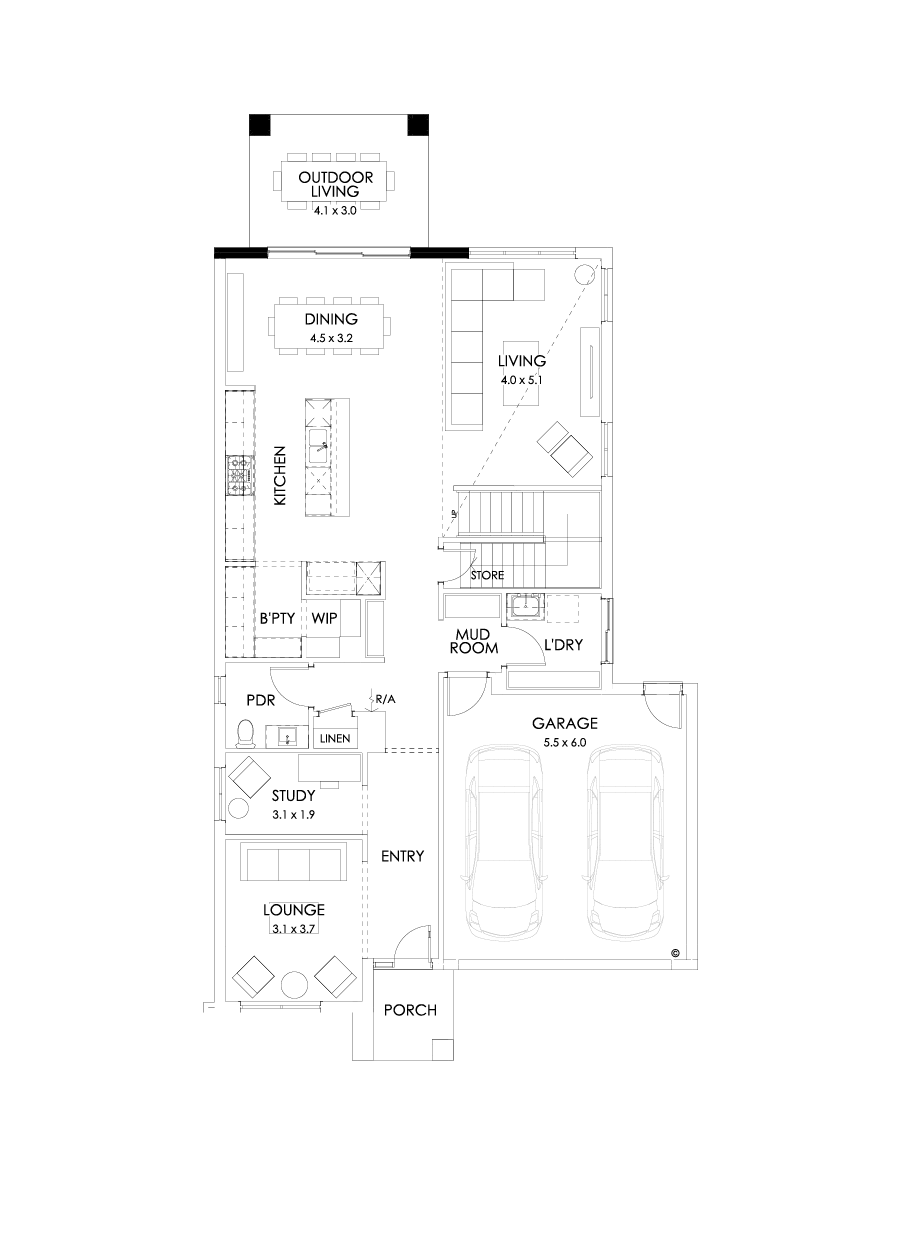 33 Ground Floor Floorplan (Outdoor living - Flipped)