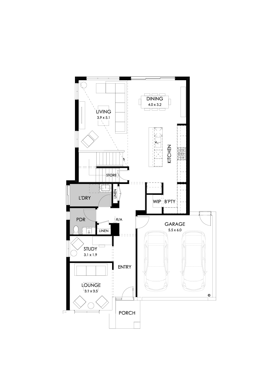 33 Ground Floor Floorplan (Rear flip - Flipped)