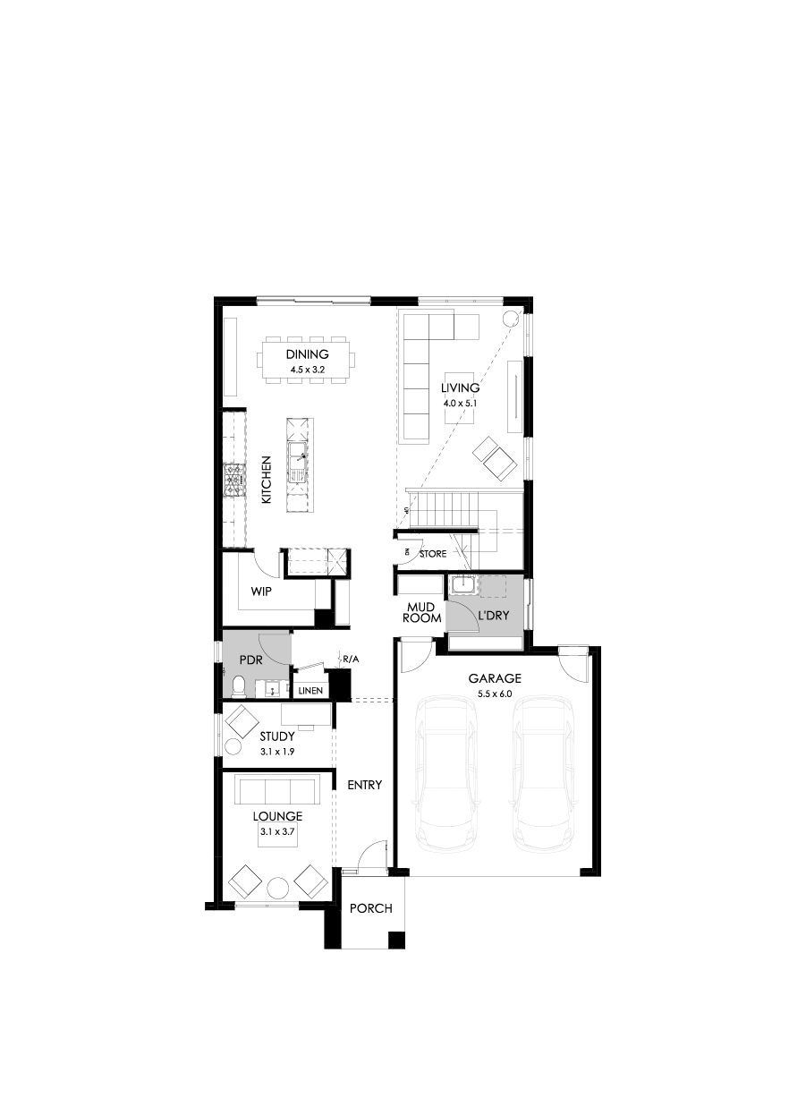 33 Ground Floor Floorplan (Standard - Flipped)