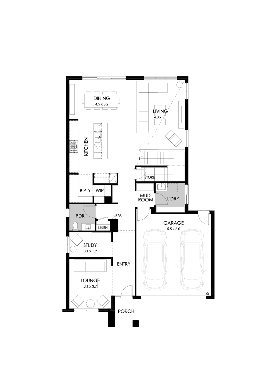 33 Ground Floor Floorplan (Standard - Flipped)
