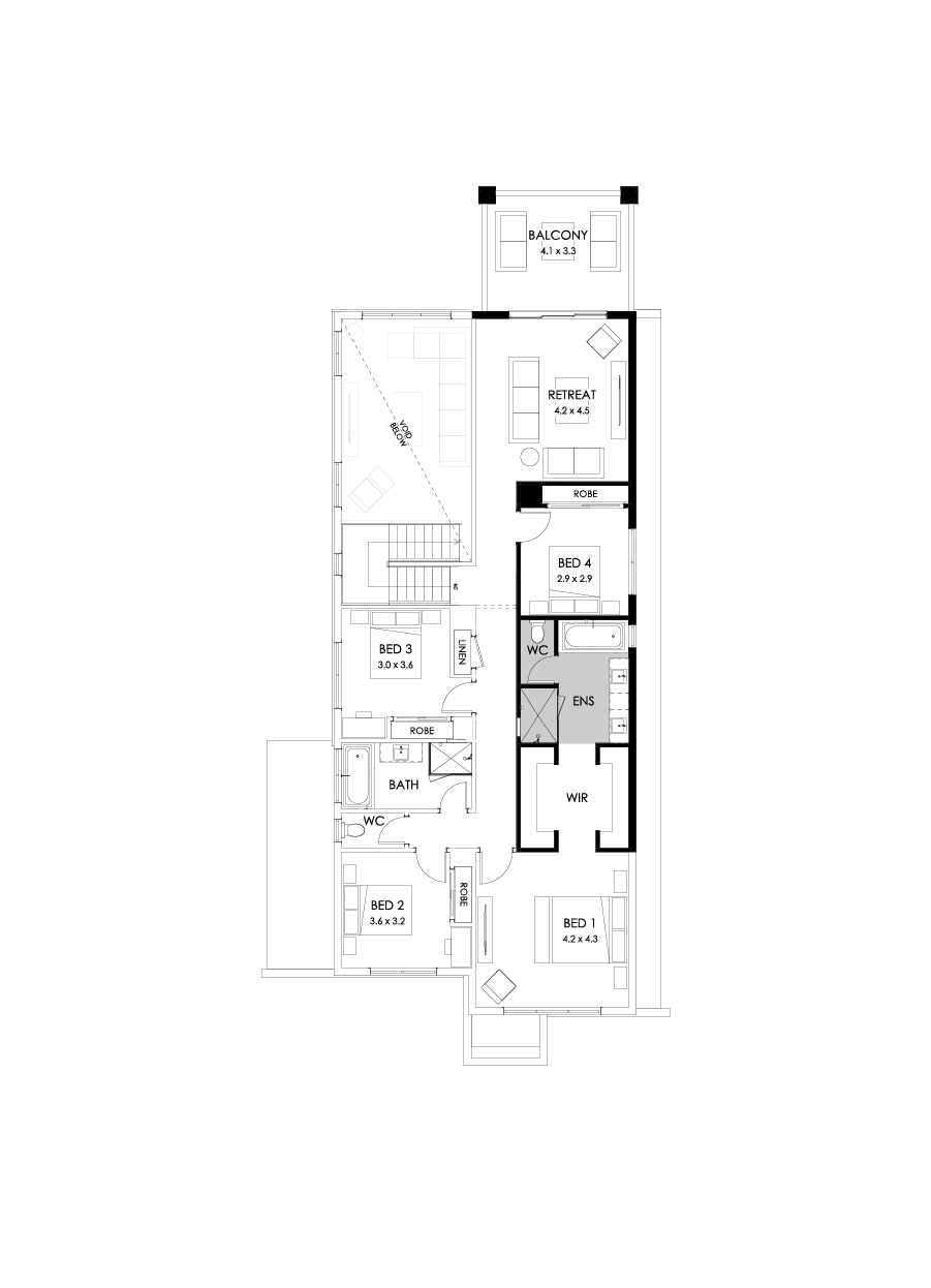 37 First Floor Floorplan (Rear balcony)