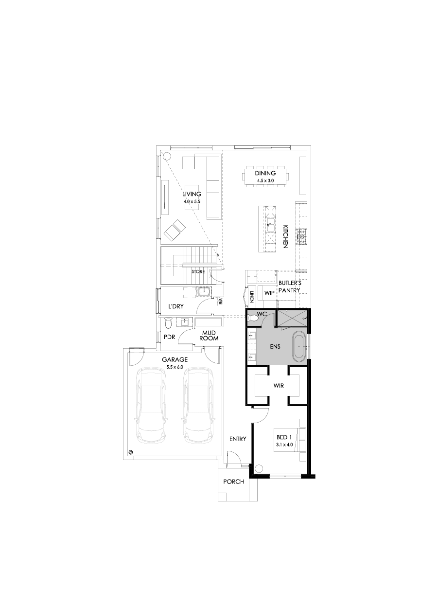 37 Ground Floor Floorplan (Alternate bed 1)