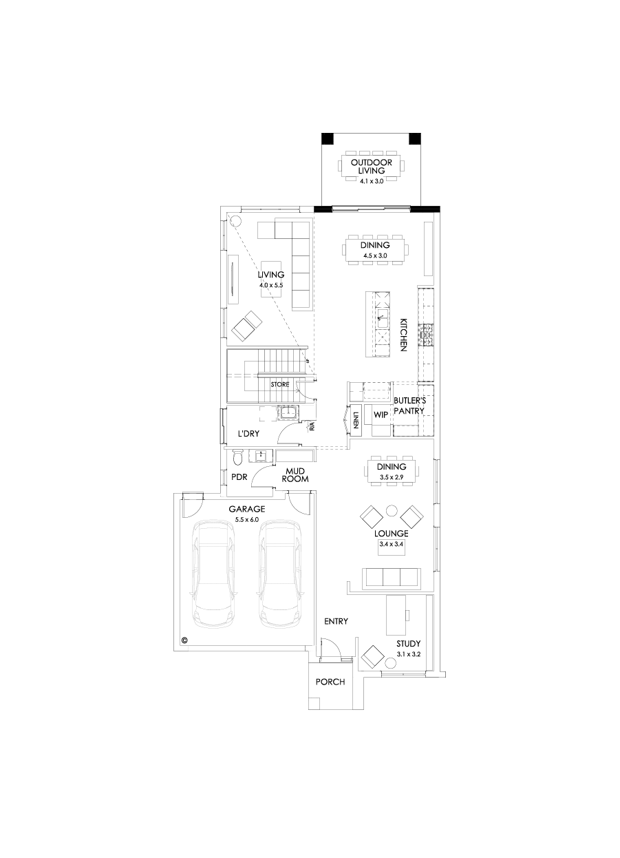37 Ground Floor Floorplan (Rear balcony)