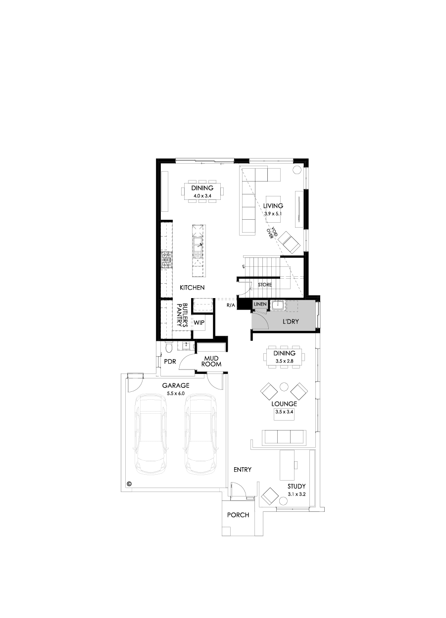 37 Ground Floor Floorplan (Rear flip with butler's pantry)