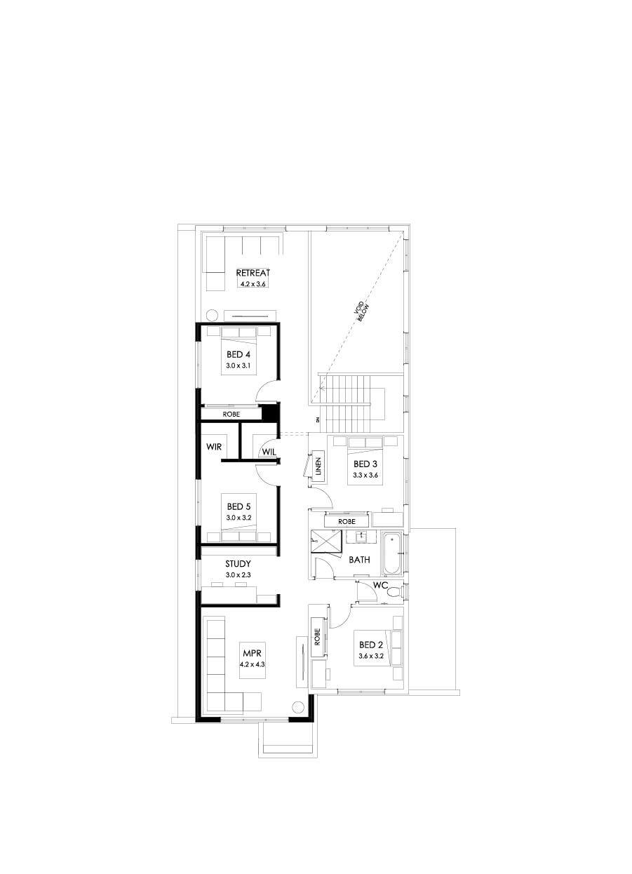 37 First Floor Floorplan (Alternate bed 1 - Flipped)