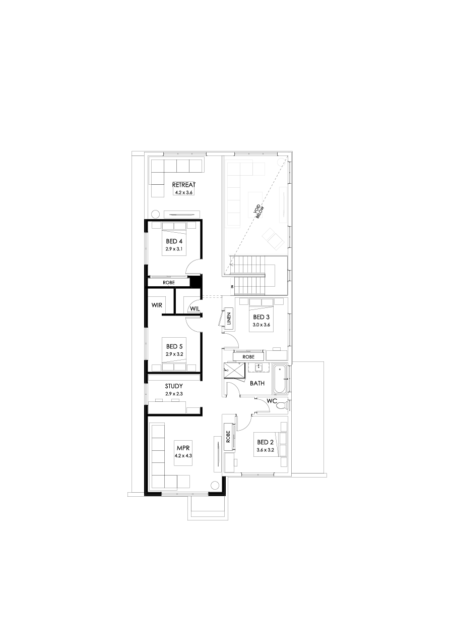 37 First Floor Floorplan (Alternate bed 1 - Flipped)
