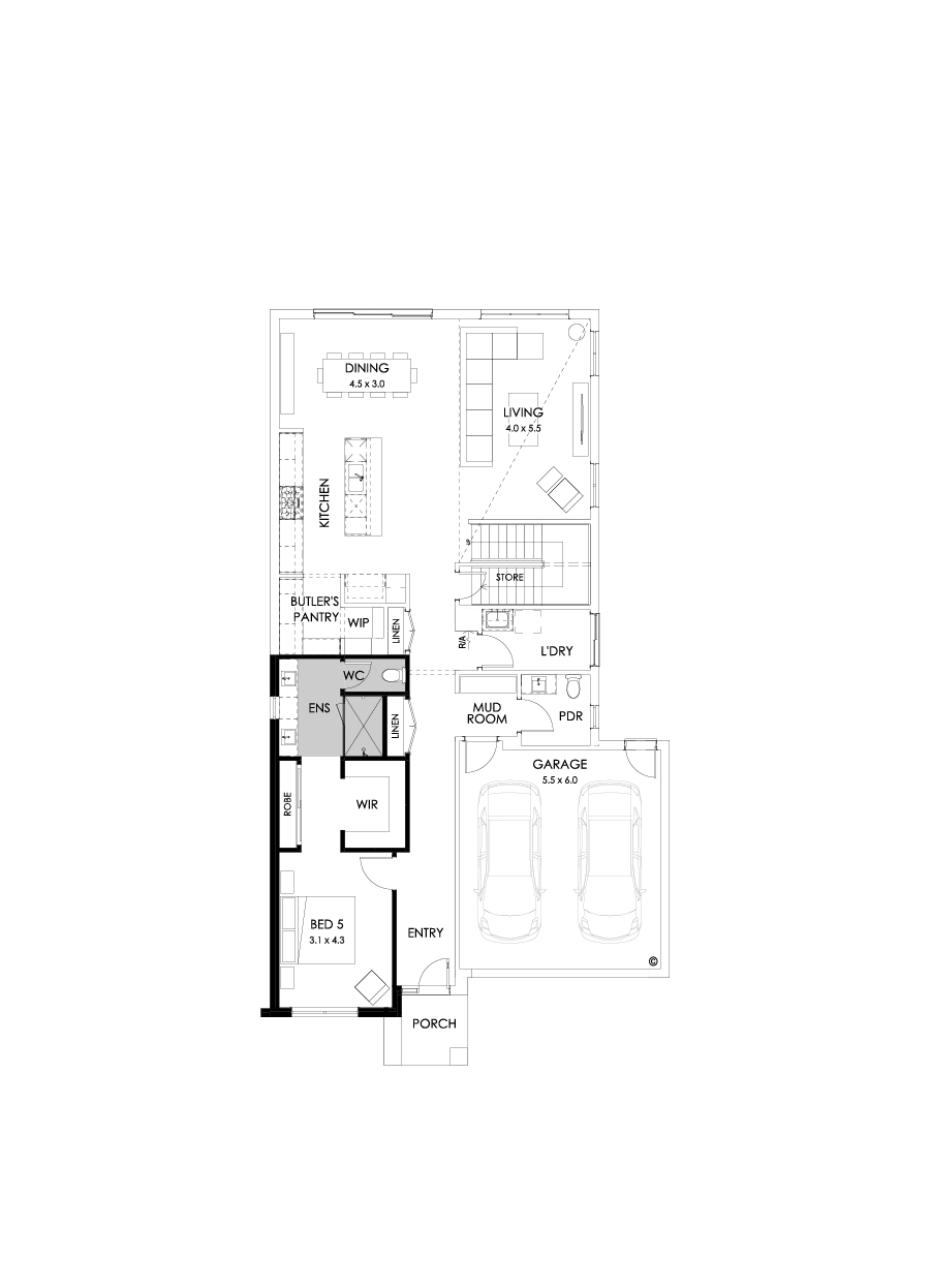 37 Ground Floor Floorplan (Additional bed 1 - Flipped)