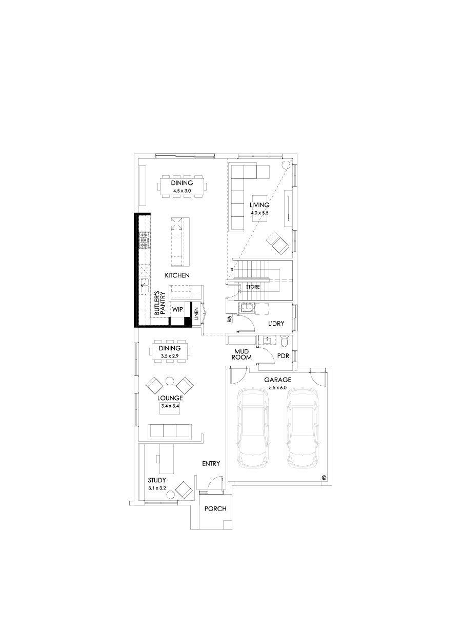 37 Ground Floor Floorplan (Alternate kitchen - Flipped)