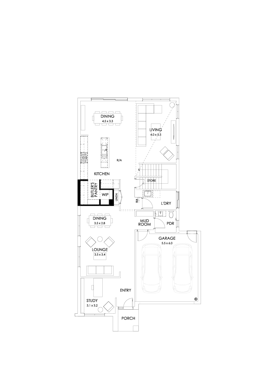 37 Ground Floor Floorplan (Butler's pantry - Included - Flipped)