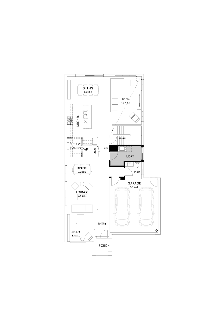 37 Ground Floor Floorplan (Grand laundry - Flipped)