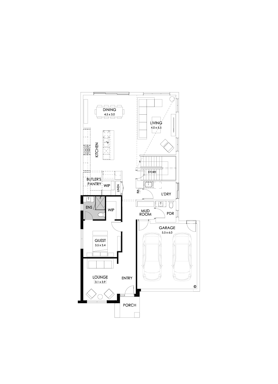 37 Ground Floor Floorplan (Guest bedroom - Flipped)