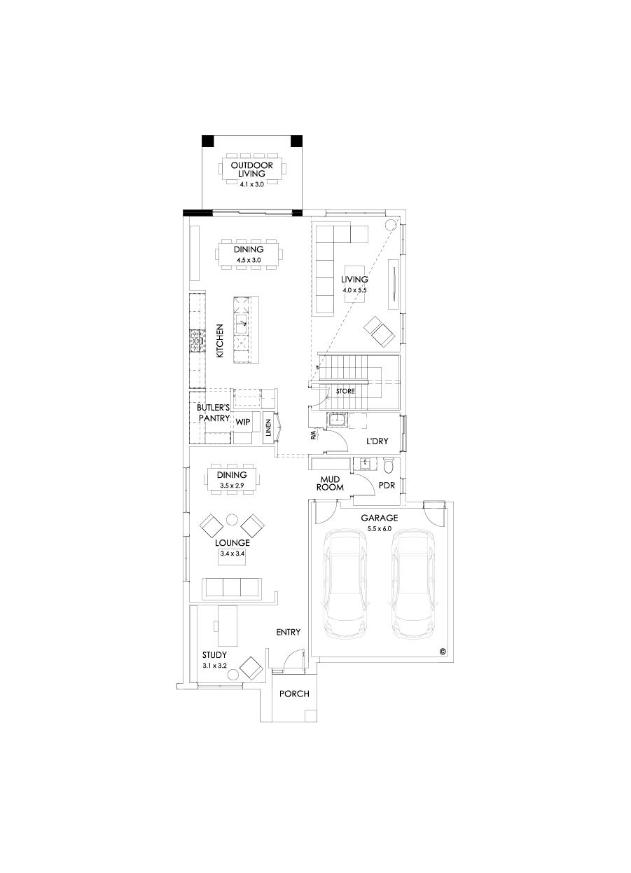 37 Ground Floor Floorplan (Outdoor living - Flipped)