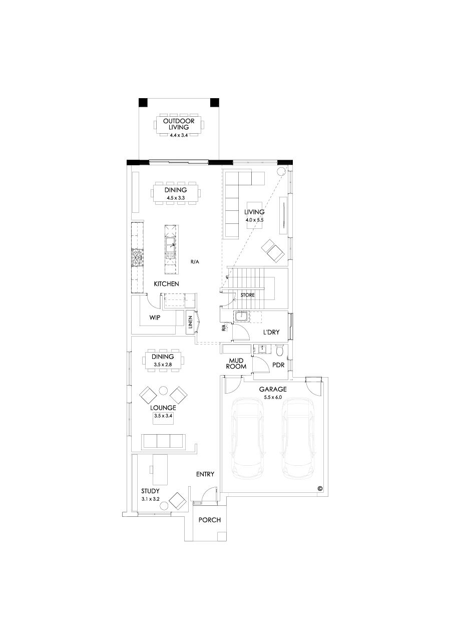 37 Ground Floor Floorplan (Rear balcony - Flipped)