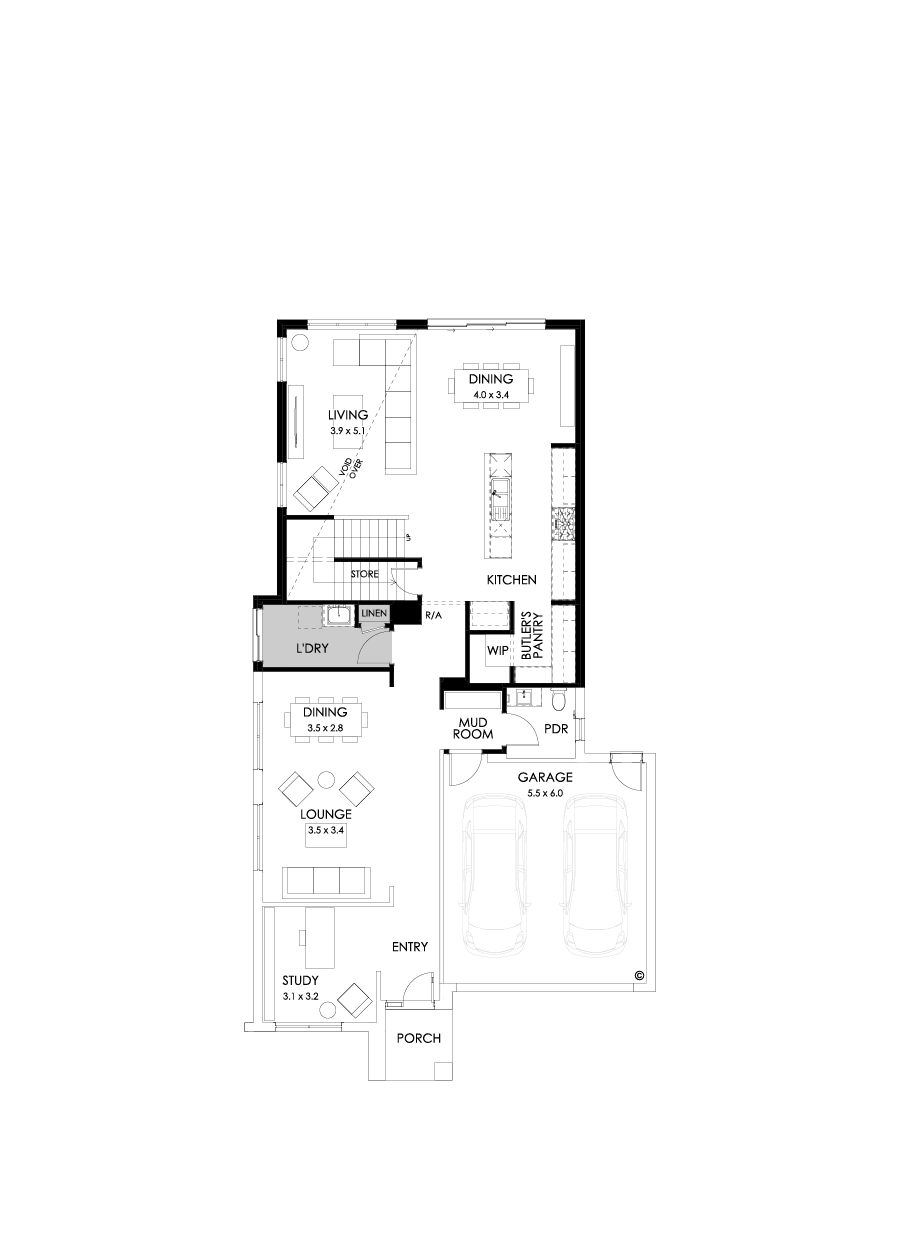 37 Ground Floor Floorplan (Rear flip with butler's pantry - Flipped)