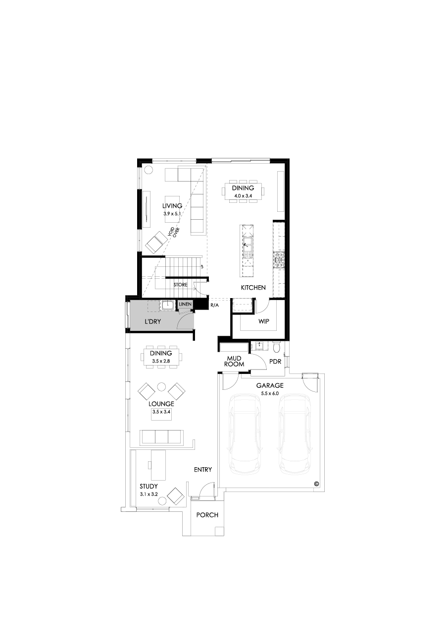 37 Ground Floor Floorplan (Rear flip - Flipped)