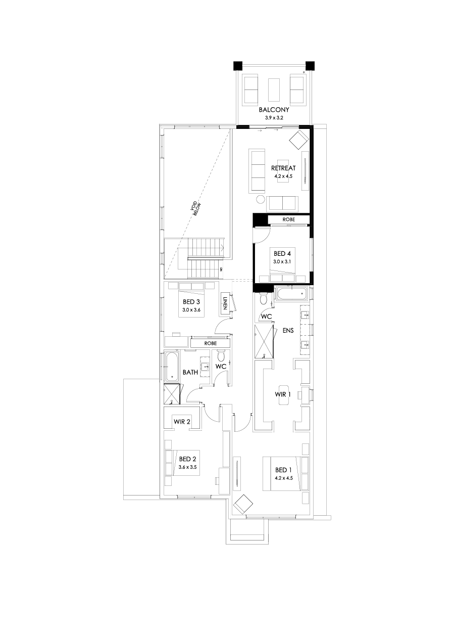 40 First Floor Floorplan (Rear balcony)