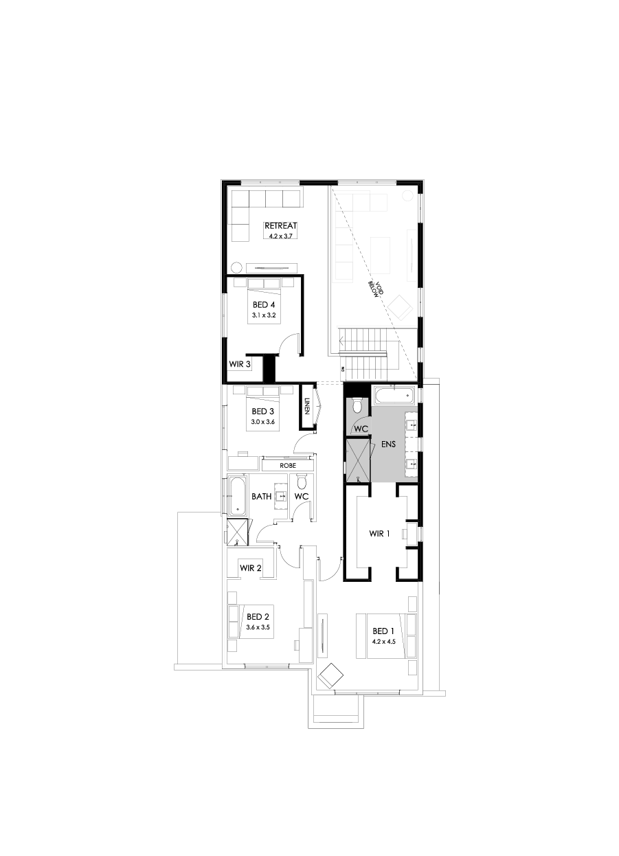 40 First Floor Floorplan (Rear flip)