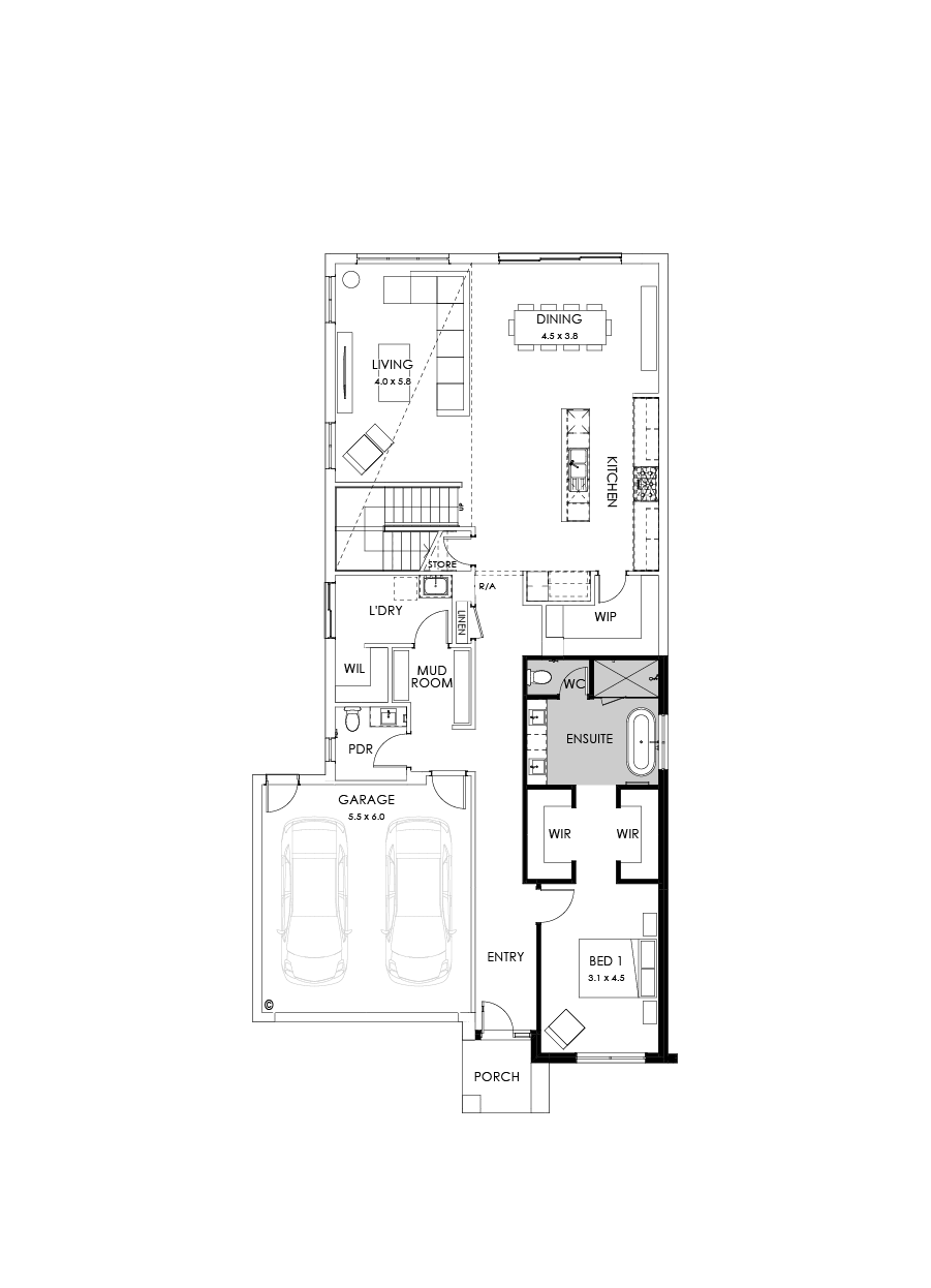 40 Ground Floor Floorplan (Alternate bed 1)