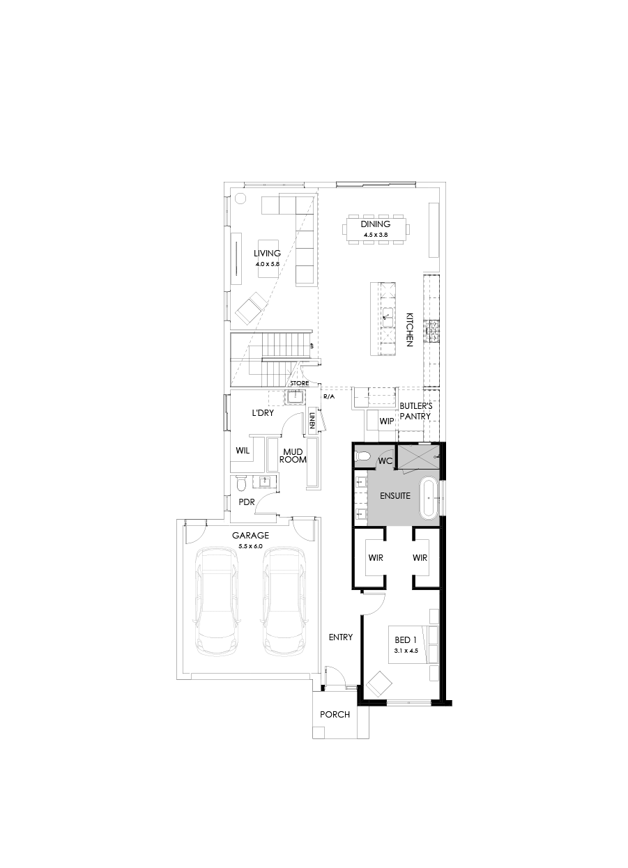 40 Ground Floor Floorplan (Alternate bed 1)