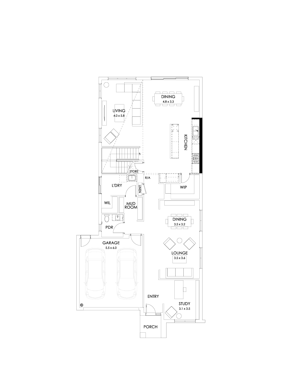 40 Ground Floor Floorplan (Alternate kitchen)
