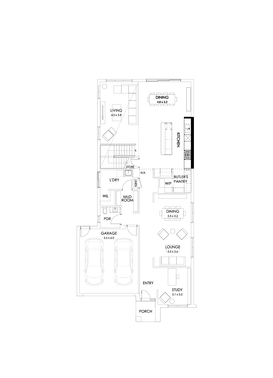40 Ground Floor Floorplan (Alternate kitchen)