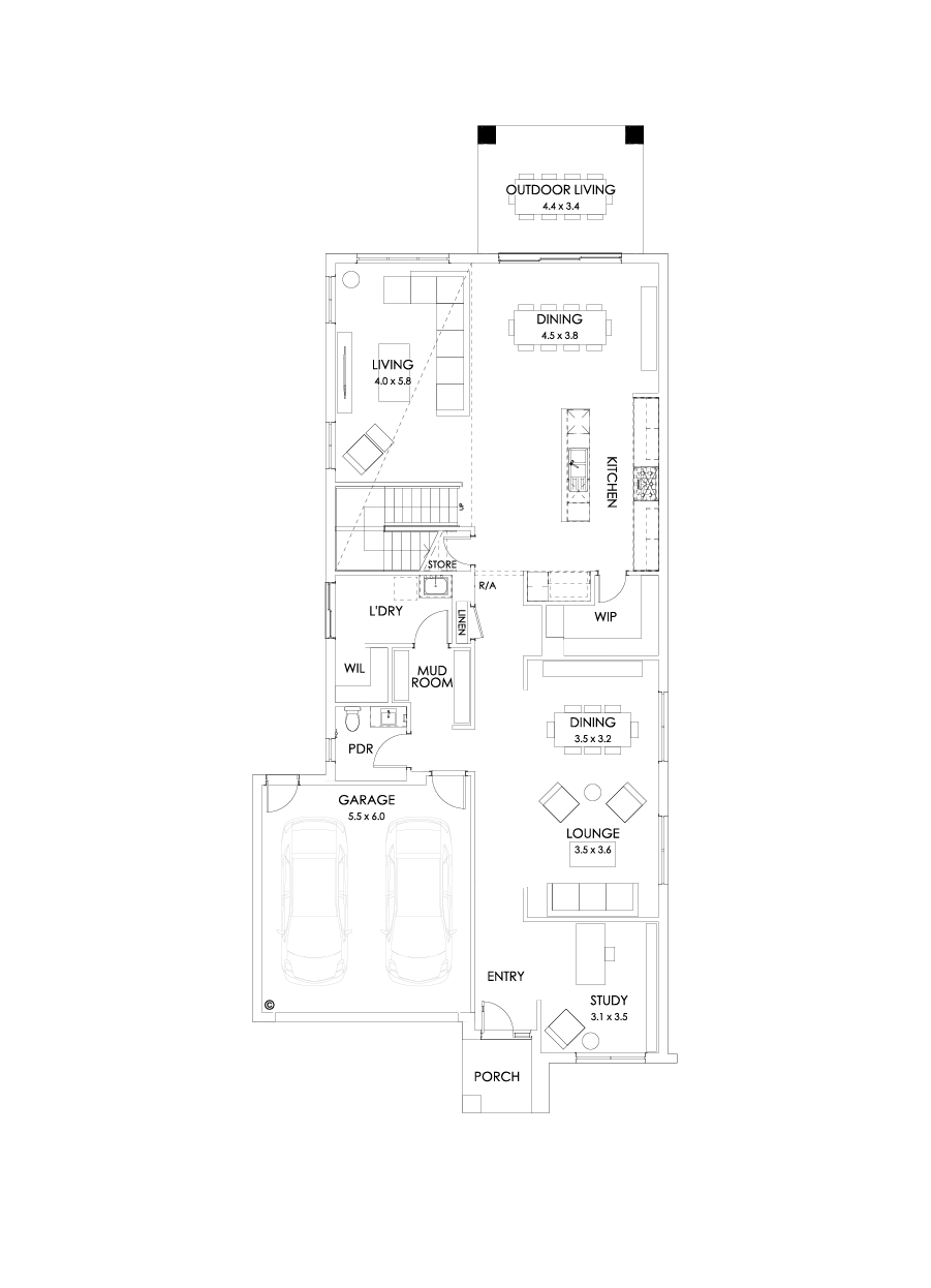 40 Ground Floor Floorplan (Rear balcony)