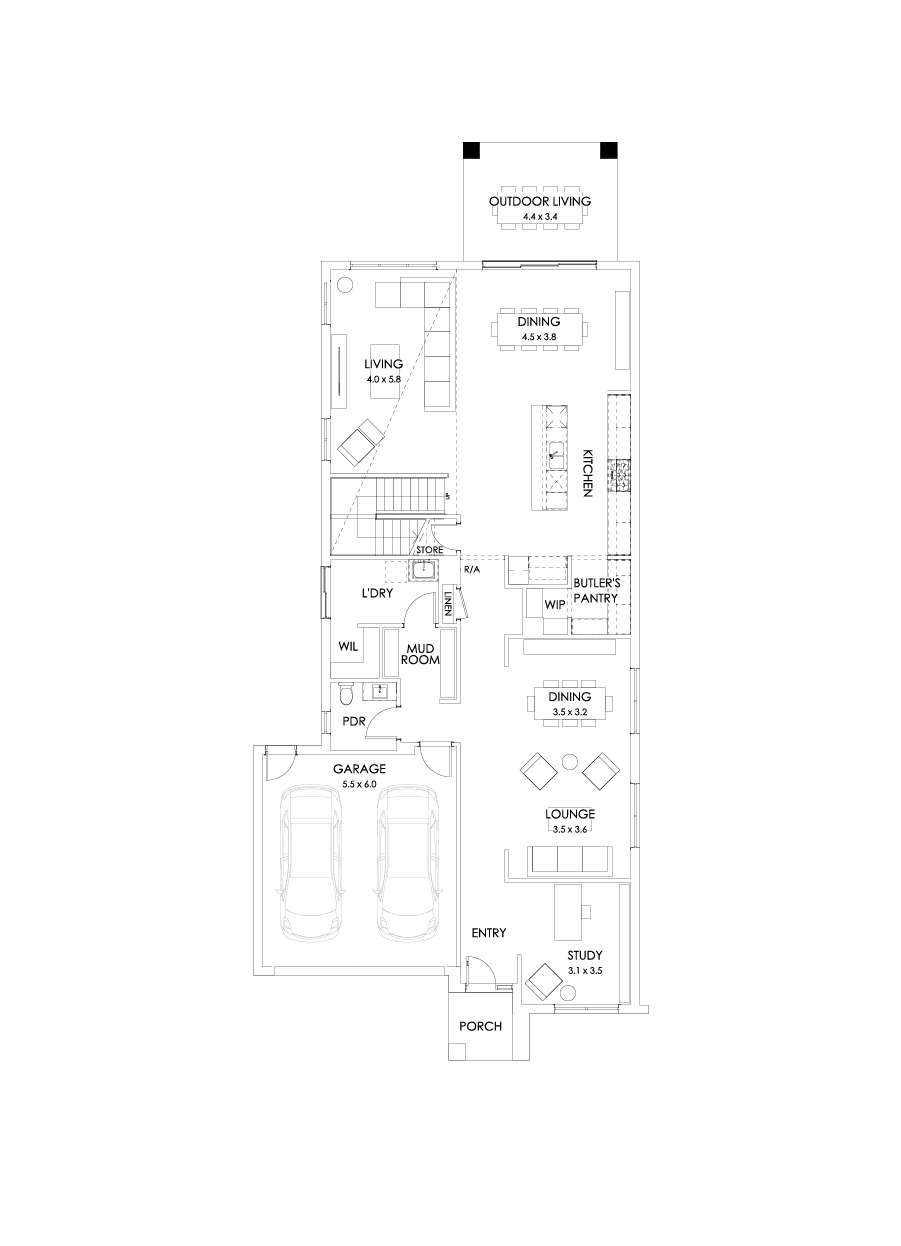 40 Ground Floor Floorplan (Rear balcony)