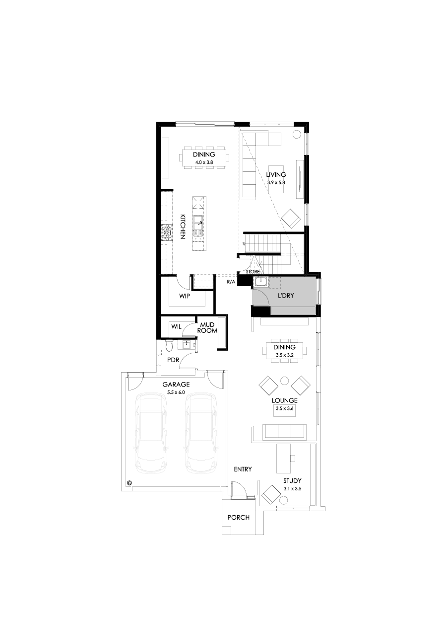 40 Ground Floor Floorplan (Rear flip)