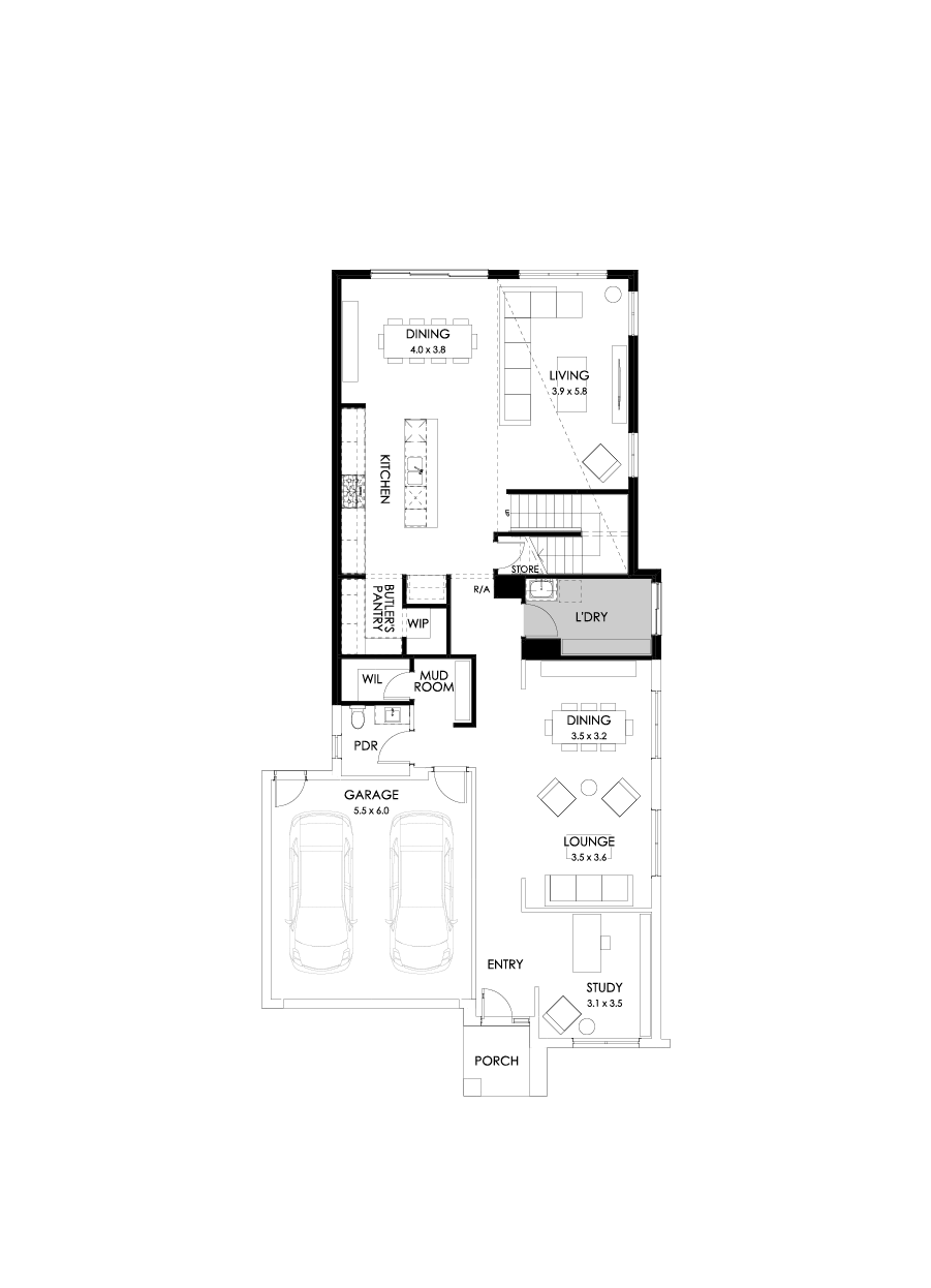 40 Ground Floor Floorplan (Rear flip)