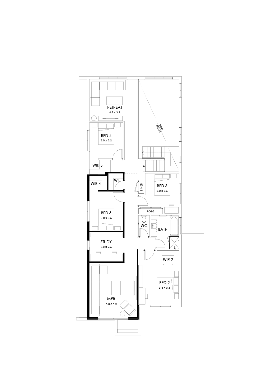 40 First Floor Floorplan (Alternate bed 1 - Flipped)