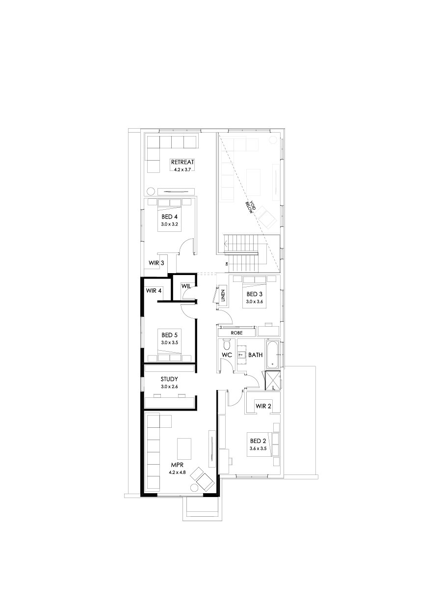 40 First Floor Floorplan (Alternate bed 1 - Flipped)