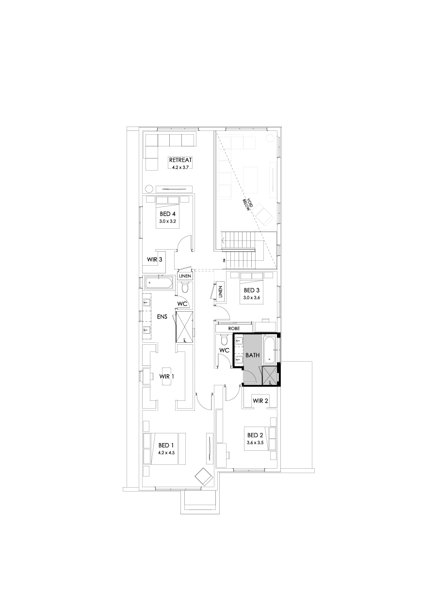 40 First Floor Floorplan (Bathroom upgrade - Flipped)