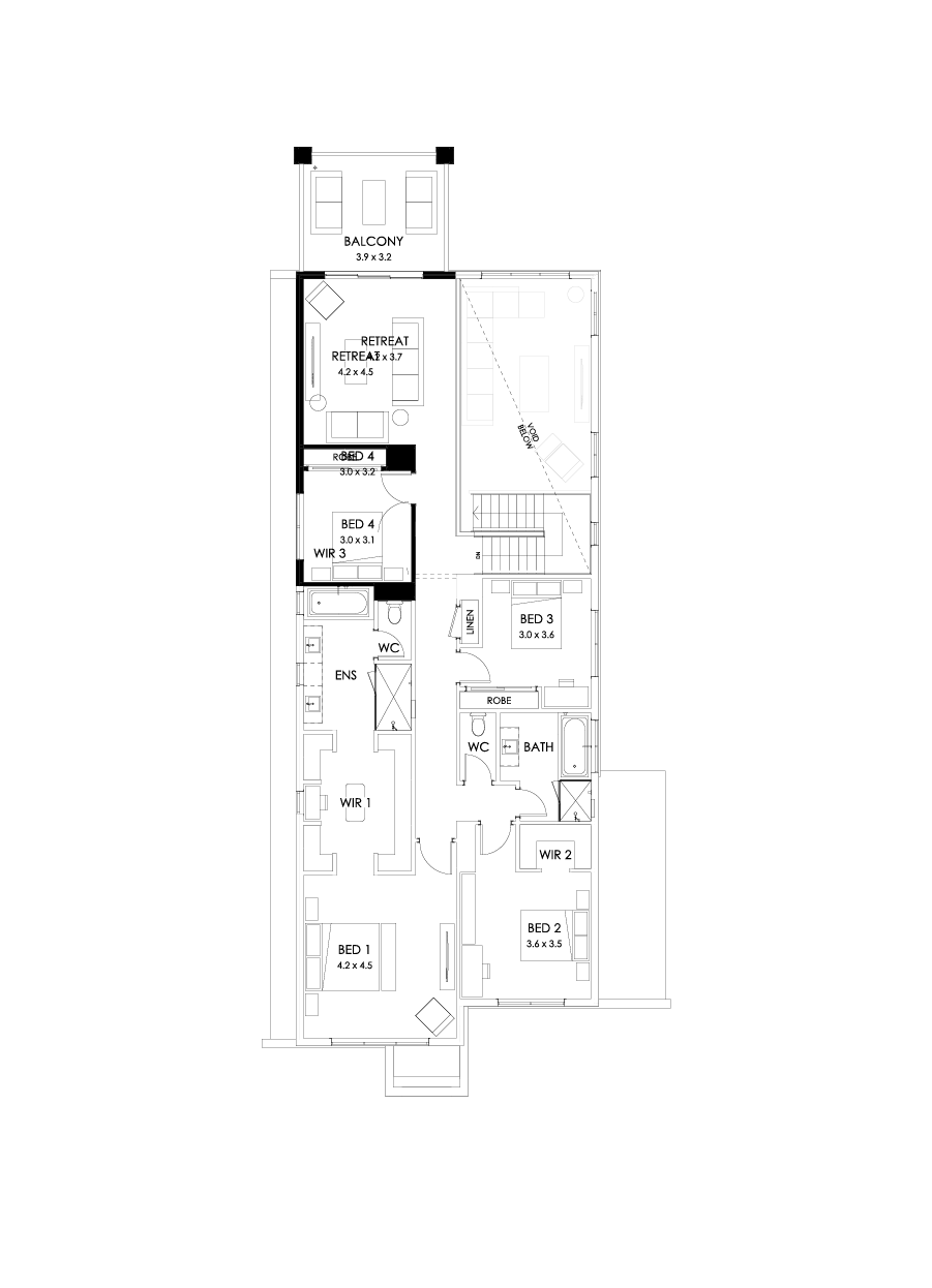 40 First Floor Floorplan (Rear balcony - Flipped)