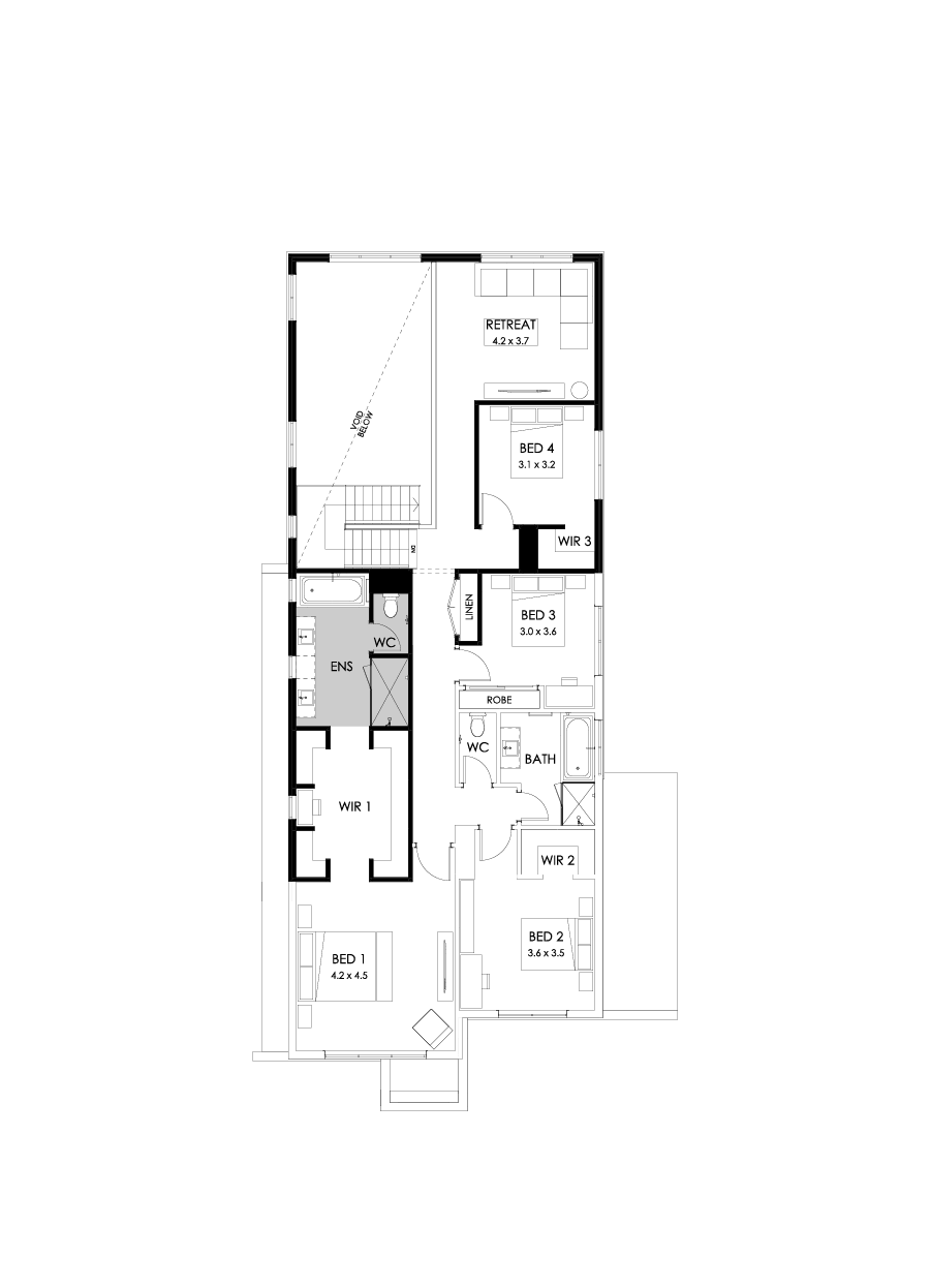 40 First Floor Floorplan (Rear flip - Flipped)