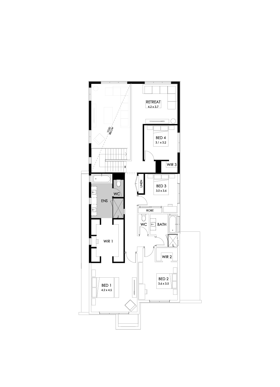 40 First Floor Floorplan (Rear flip - Flipped)