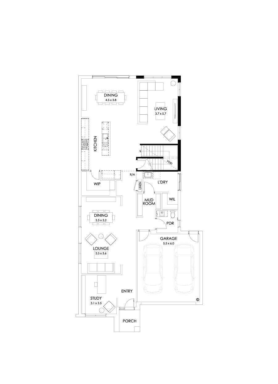 40 Ground Floor Floorplan (5th bedroom - Flipped)