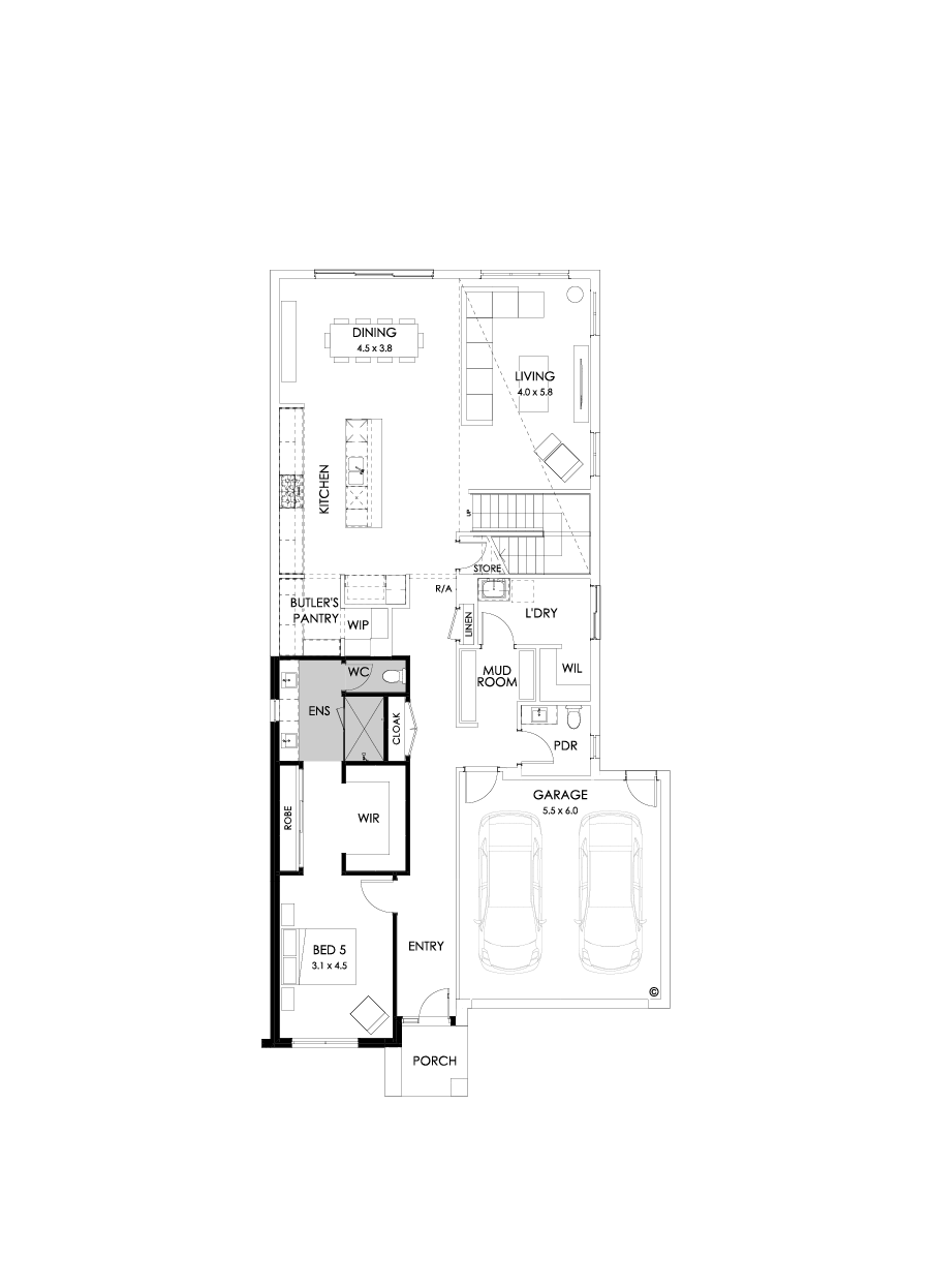 40 Ground Floor Floorplan (Additional bed 1 - Flipped)