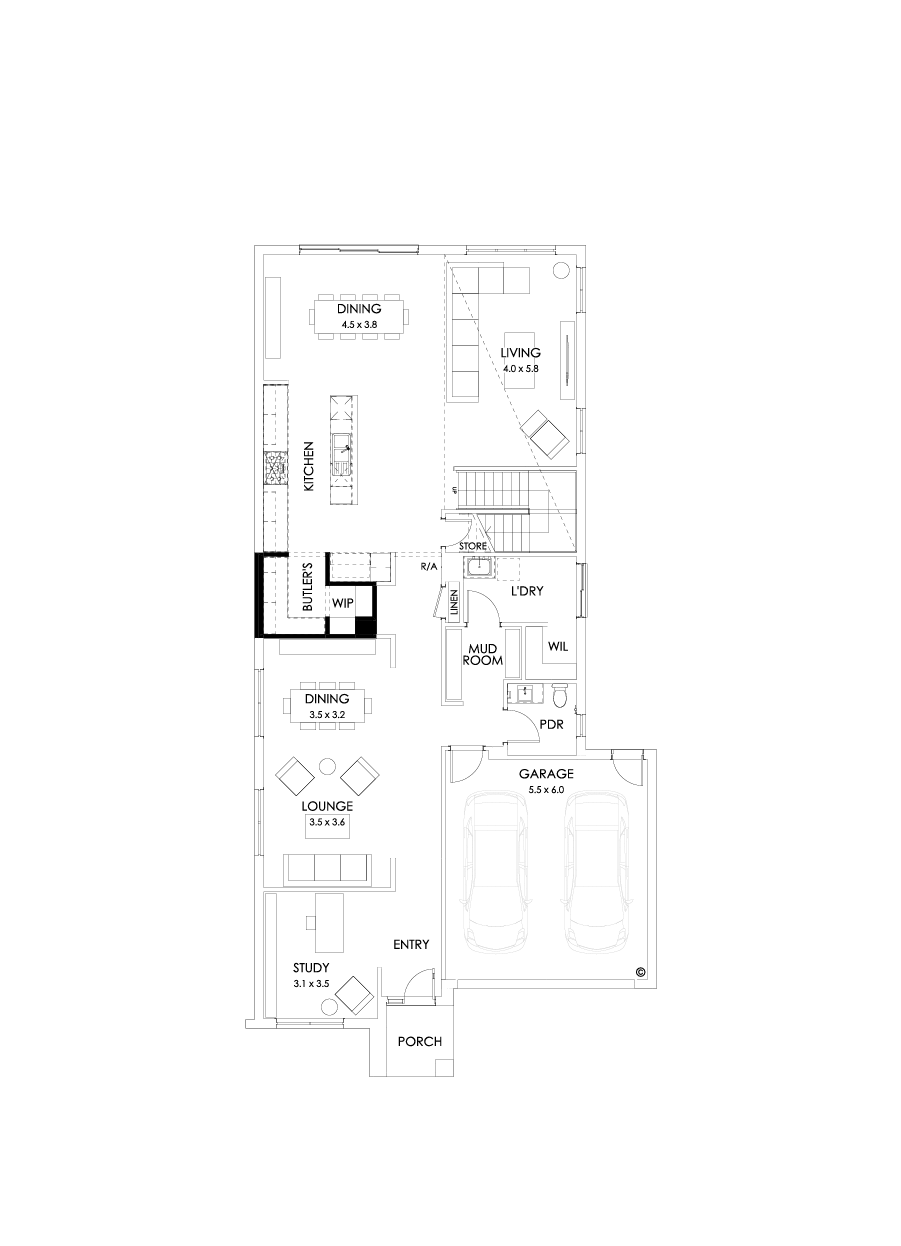 40 Ground Floor Floorplan (Butler's pantry - Included - Flipped)