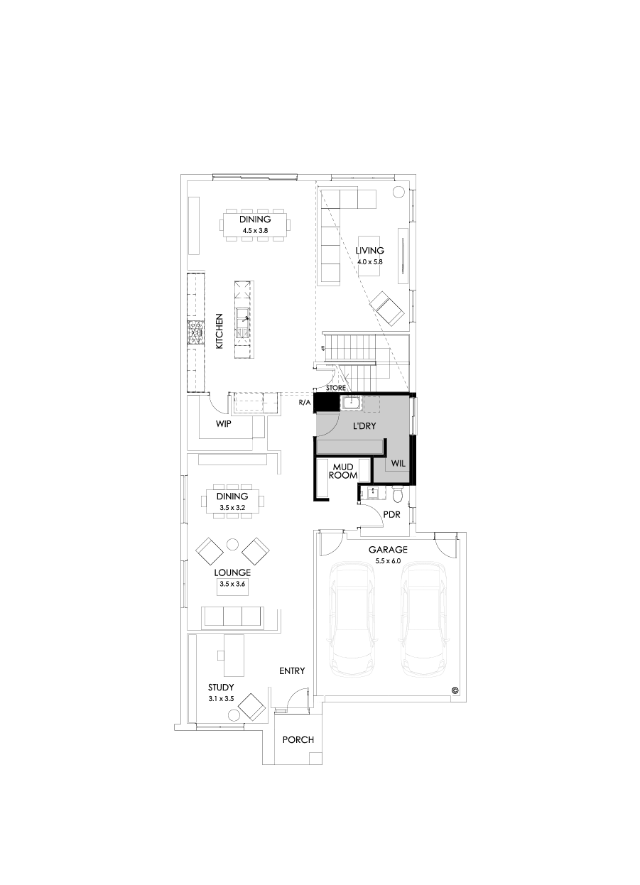 40 Ground Floor Floorplan (Grand laundry - Flipped)