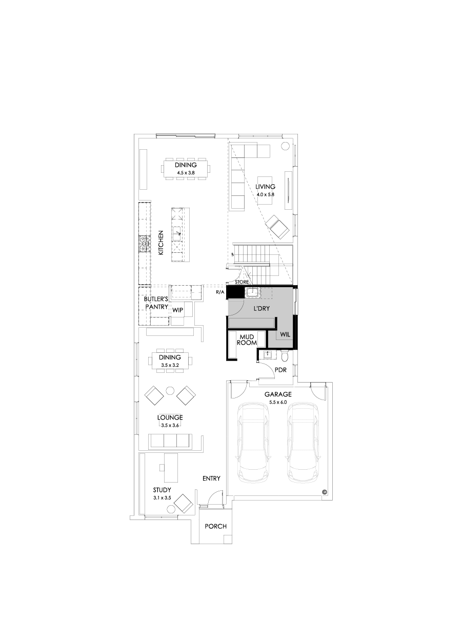 40 Ground Floor Floorplan (Grand laundry - Flipped)