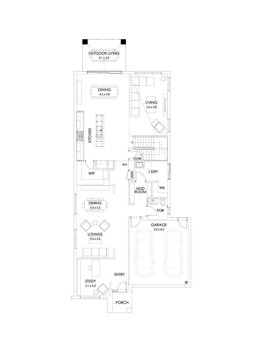 40 Ground Floor Floorplan (Outdoor living - Flipped)