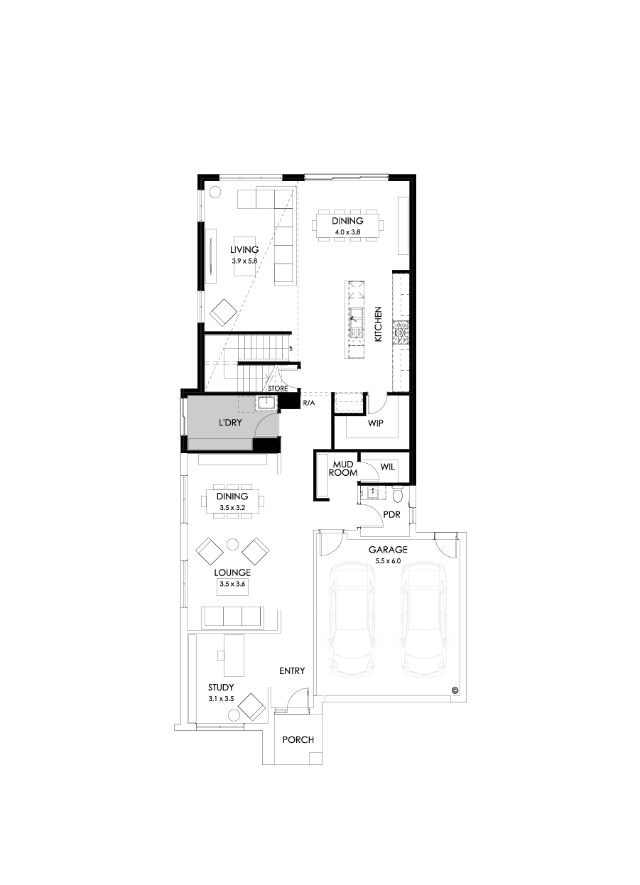 40 Ground Floor Floorplan (Rear flip - Flipped)