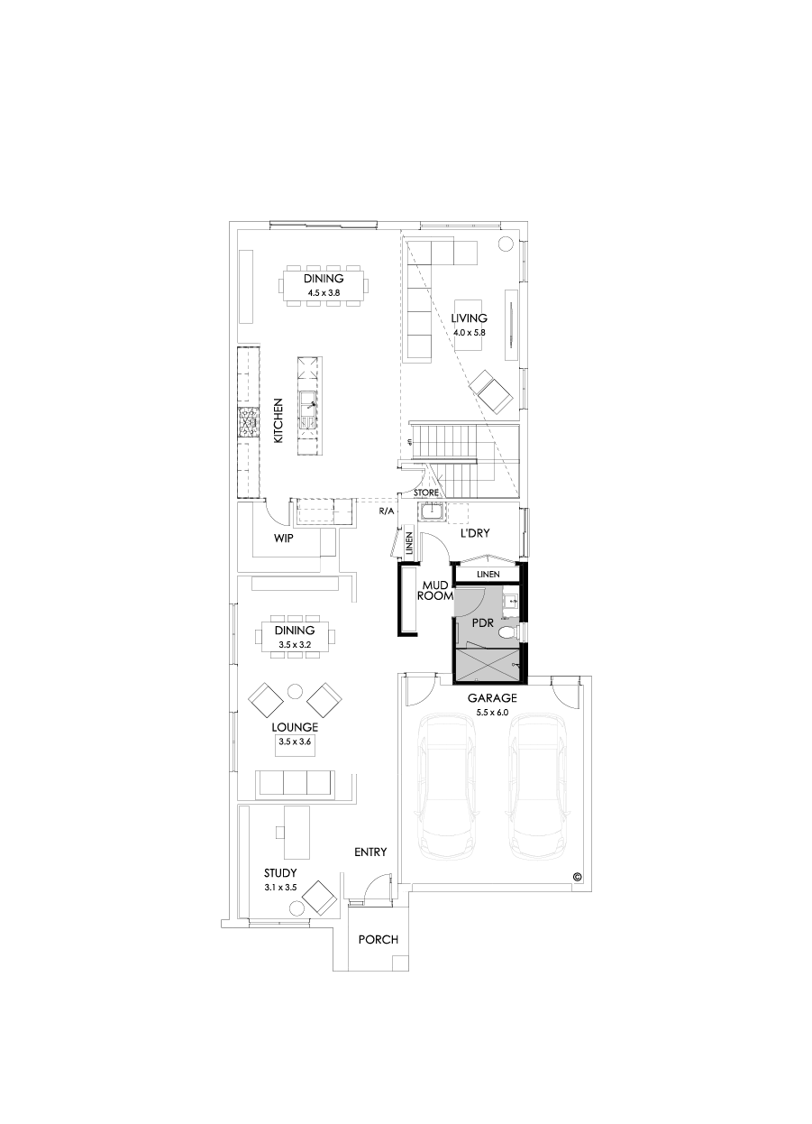 40 Ground Floor Floorplan (Shower to powder - Flipped)